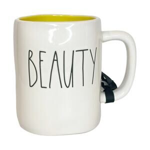 Rae Dunn BEAUTY Front Princess On Back White Black Letters Disney Mug Cup